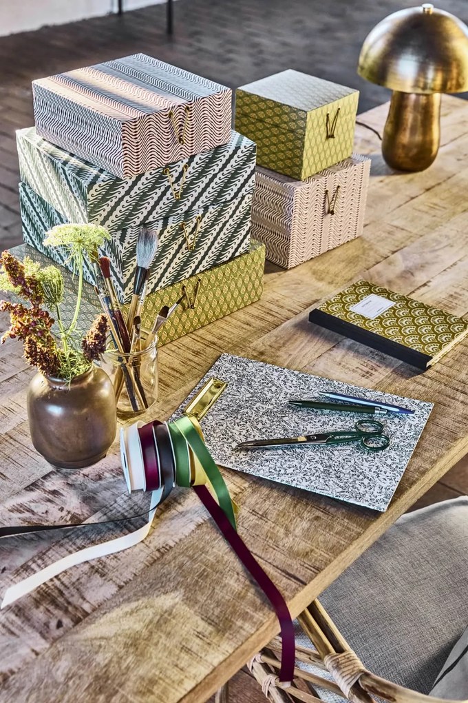 House Doctor Úložný kartónový box Red/Khaki Červený