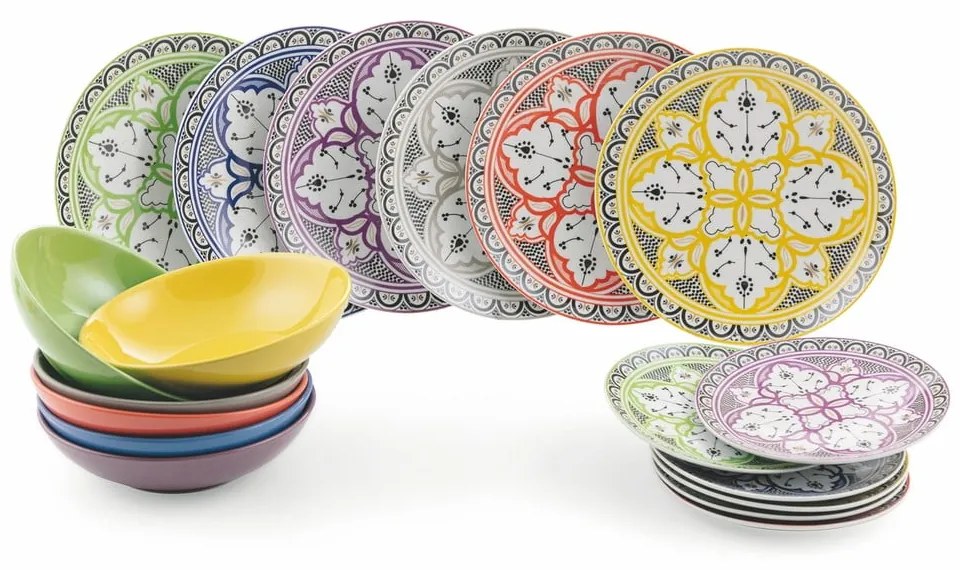 18-dielna súprava riadu z porcelánu a kameniny Villa d'Este Marocco