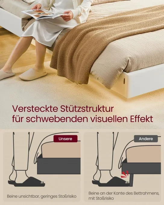 Manželská postel s LED osvetlením a nabíjacou stanicou 160x200 cm RMB865W01