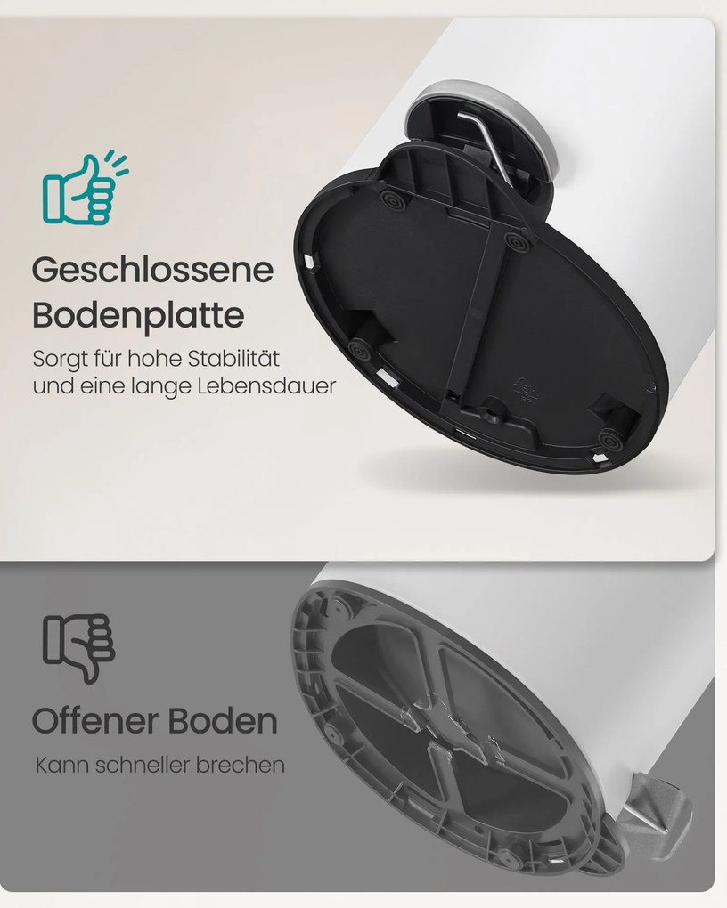 SONGMICS kúpeľňový odpadkový kôš s tichým vekom, 3L, biely