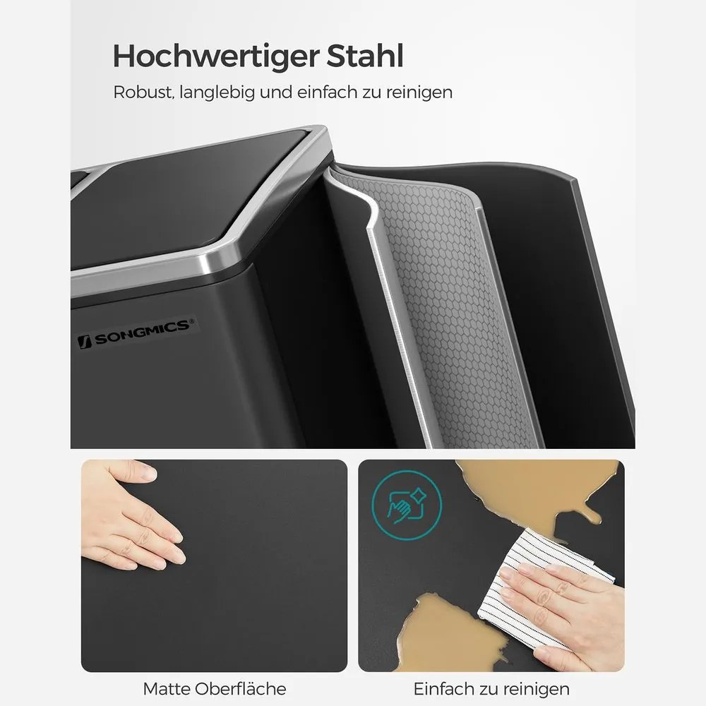 Recyklačný odpadkový kôš SONGMICS LTB54BK