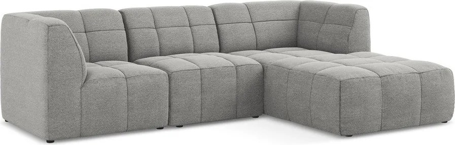 Sivá rohová pohovka z textílie buklé (pravý roh/s leňoškou) Aloha – Makamii