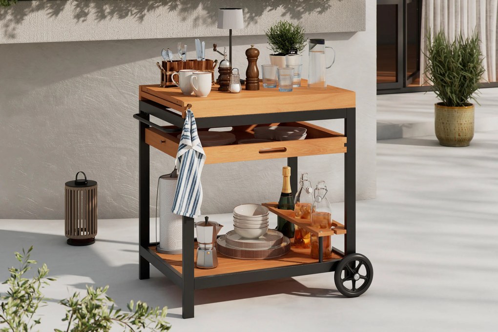 XXXLutz ZÁHRADNÝ SERVÍROVACÍ VOZÍK, drevo, kov, 73/80/50 cm Ambia Garden - Online Only záhrada - 002459004101