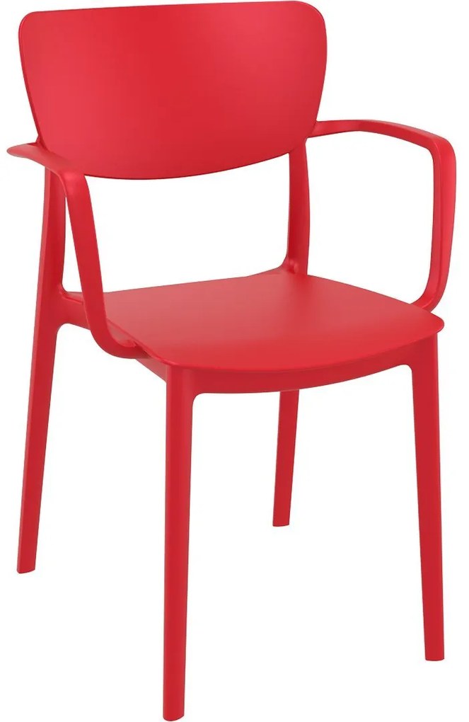LISA záhradná stolička s podrúčkami red
