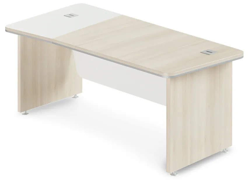 Rohový stôl TopOffice Premium 203,2 x 102,7 cm, ľavý, agát svetlý / biela
