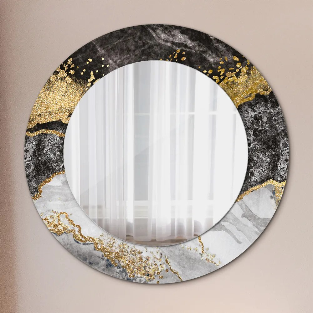 Mramor a zlato Okrúhle dekoračné zrkadlo