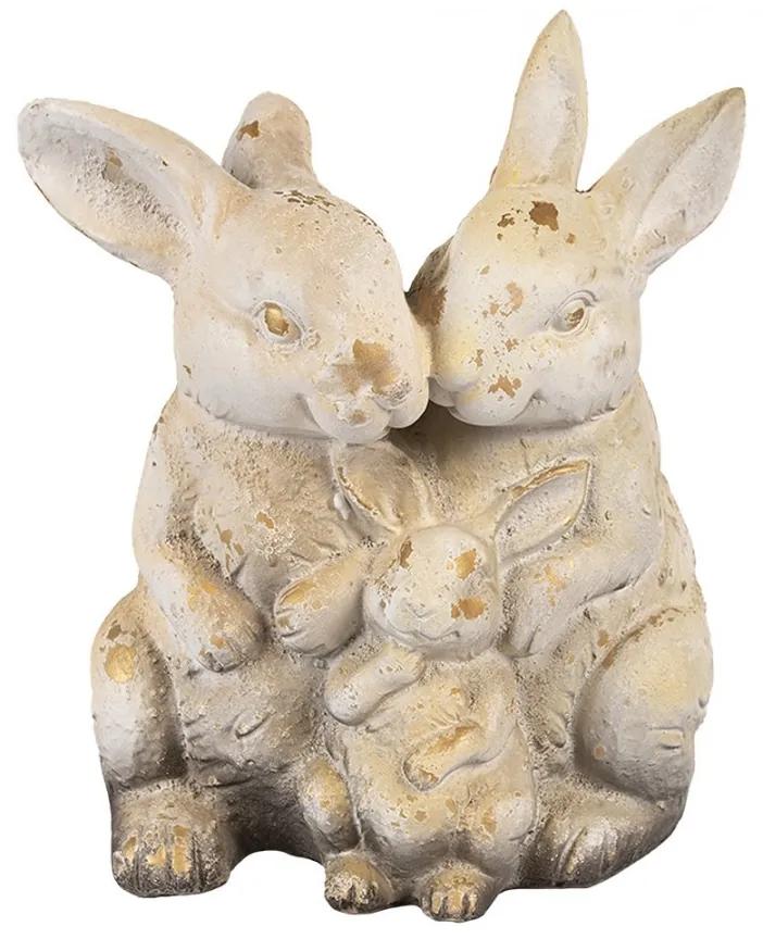 Béžovo-hnedá dekoratívna figúrka zajačikovia rodinka - 26*18*33 cm