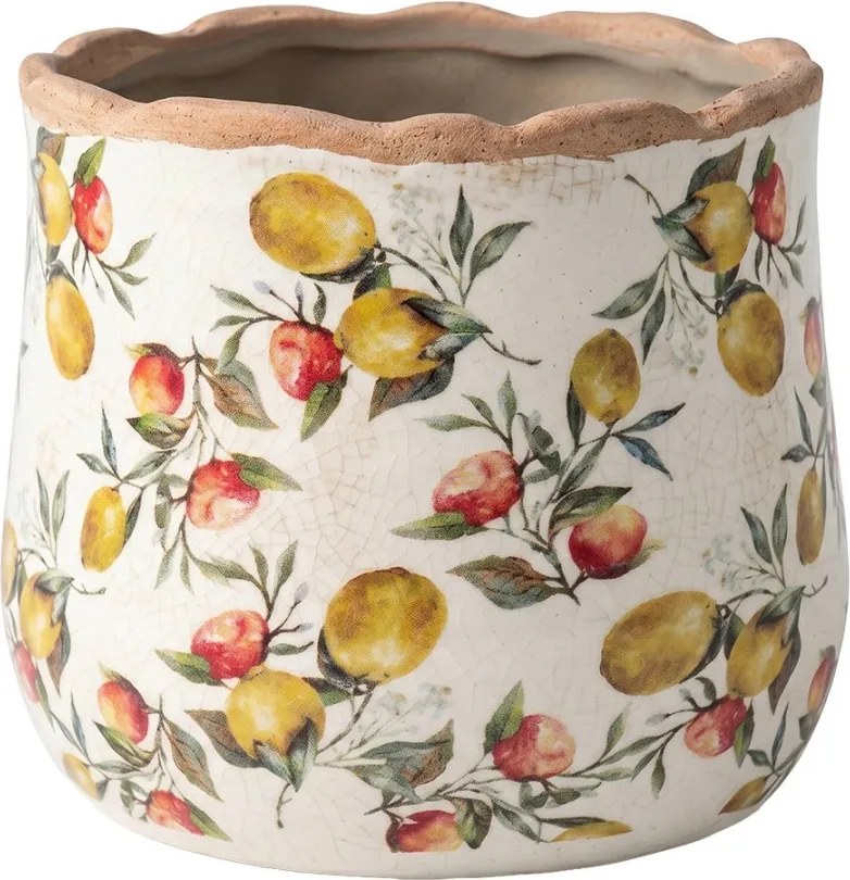 Keramický obal na kvetináč s citrónmi Lemon Grove L - Ø 18*16 cm