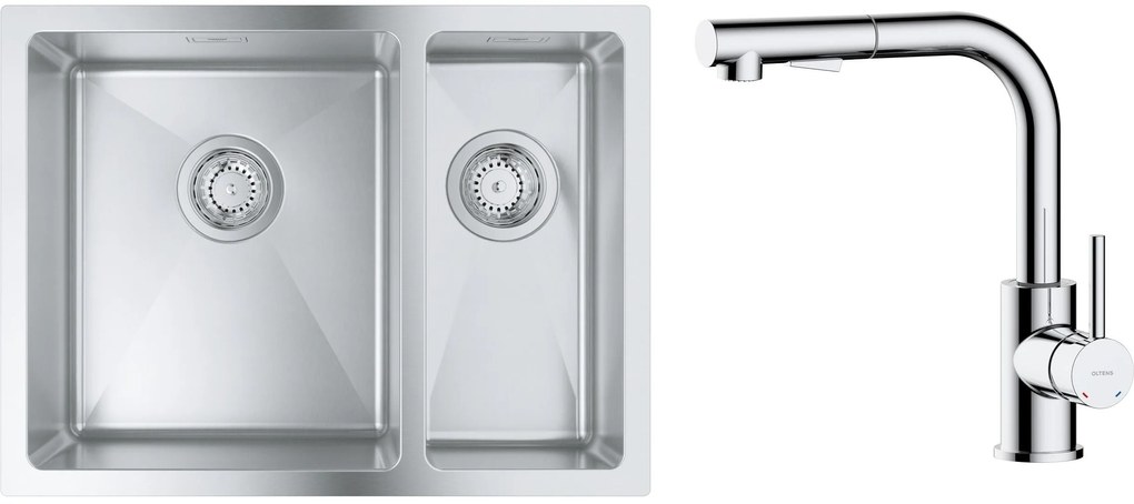 Set nerezový drez Grohe K700 31577SD1, kuchynská batéria Oltens Myvat 35205100