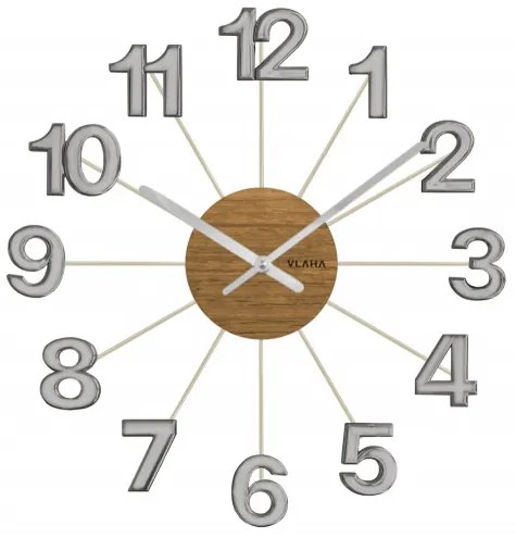 Drevené šedé hodiny Vlaha design VCT1073, 42 cm