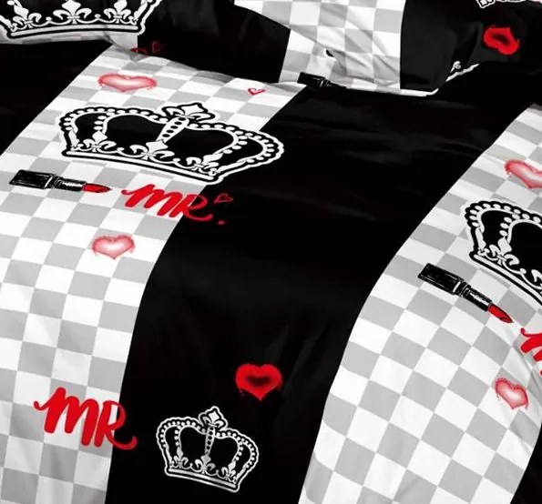 Obliečky CROWN BLACK 7-dielna sada 140x200 cm