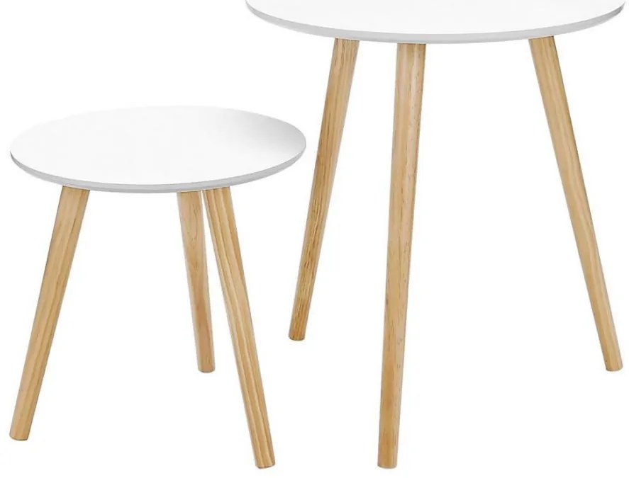 Súprava 2 ks odkladacích stolíkov SERA, biela/hnedá