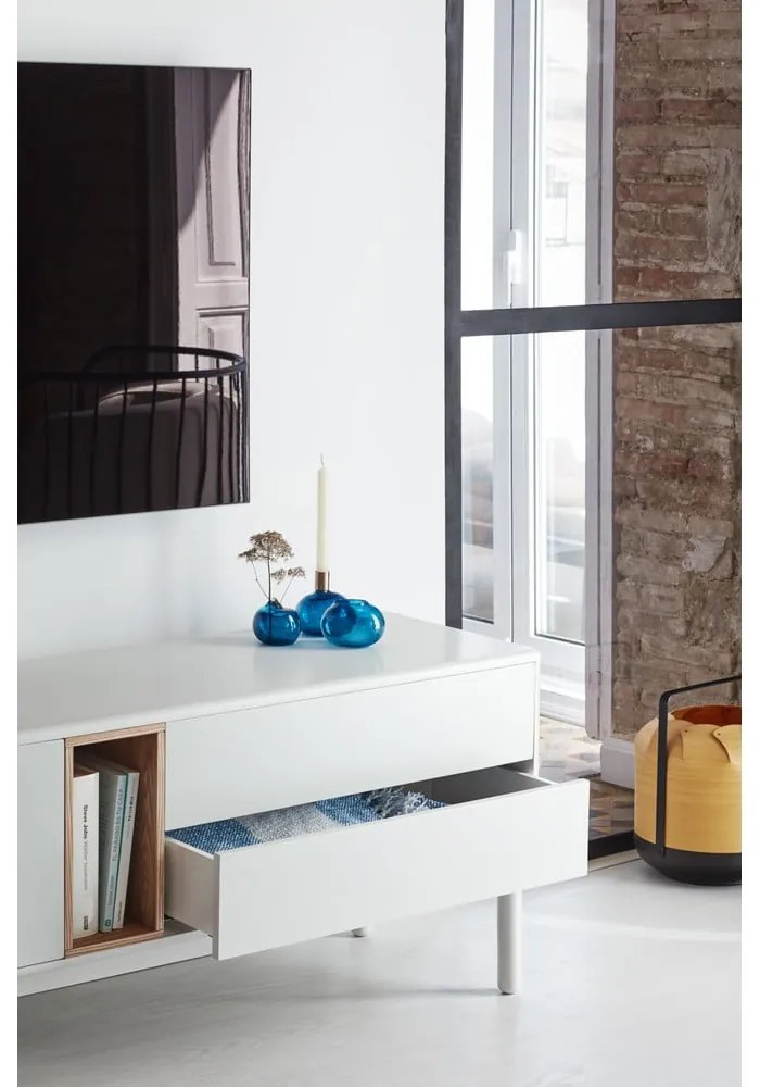 Krémovobiely TV stolík 180x56x40 cm Corvo – Teulat