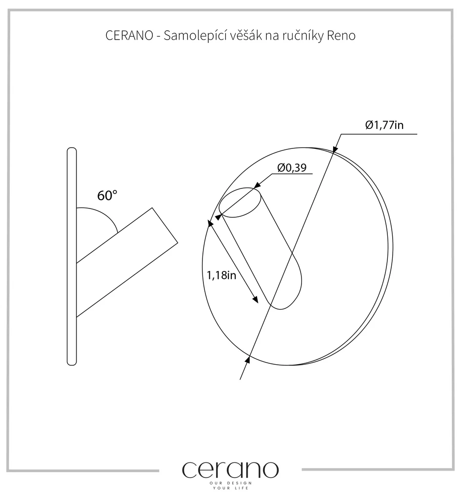 CERANO - Samolepiaci vešiak na uteráky Reno - chróm, CER-CER-479449