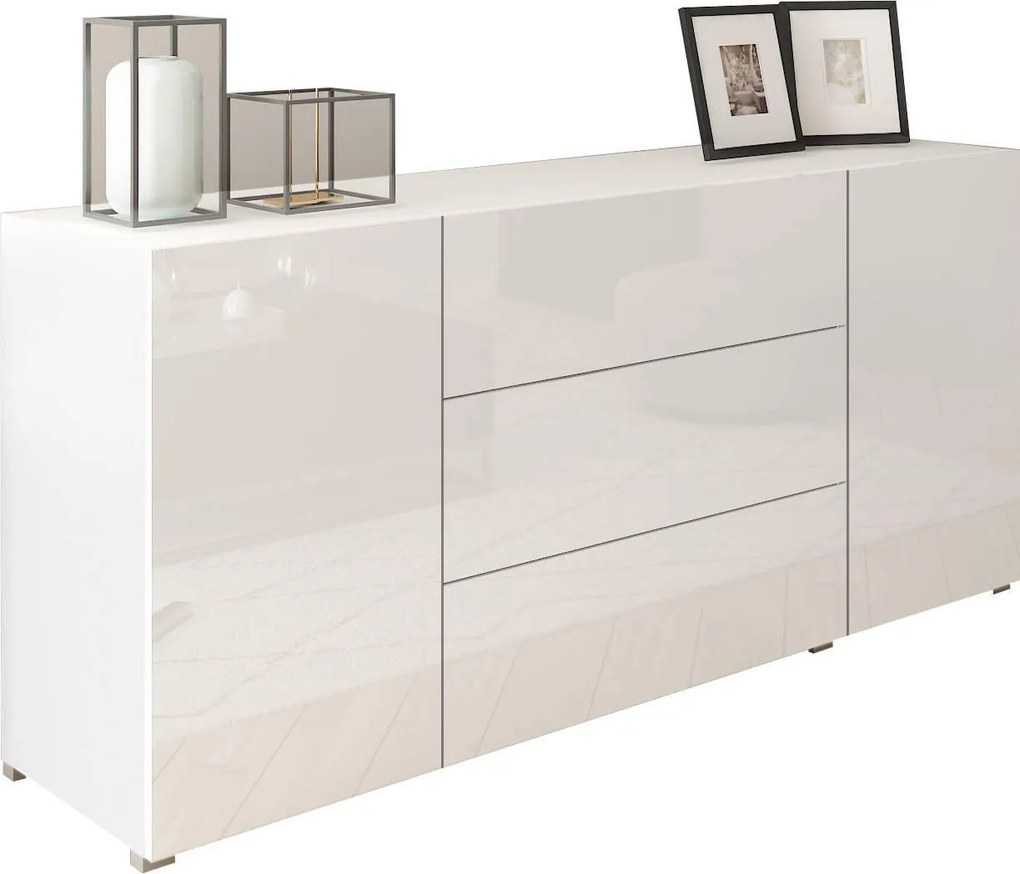 XXXLutz ŠIROKÁ KOMODA, biela, biela s vysokým leskom, 150/68/38,5 cm MID.YOU - Online Only obývacie izby - 002778007109