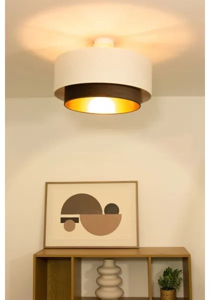 Prisadený luster NATIA 1xE27/60W/230V, priemer 45 cm, biela/hnedá