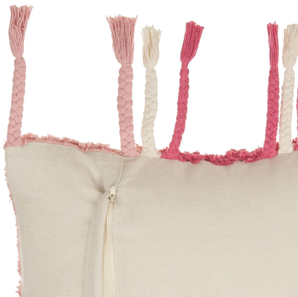 Sada 2 všívaných bavlnených vankúšov so strapcami 45 x 45 cm ružová BISTORTA Beliani