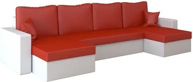 Rohová rozkladacia sedacia súprava z eko-kože RUMBA Červená/biela
