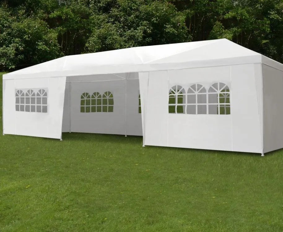 Záhradný pavilón 9x3x2,7 m - biely - 8 stien