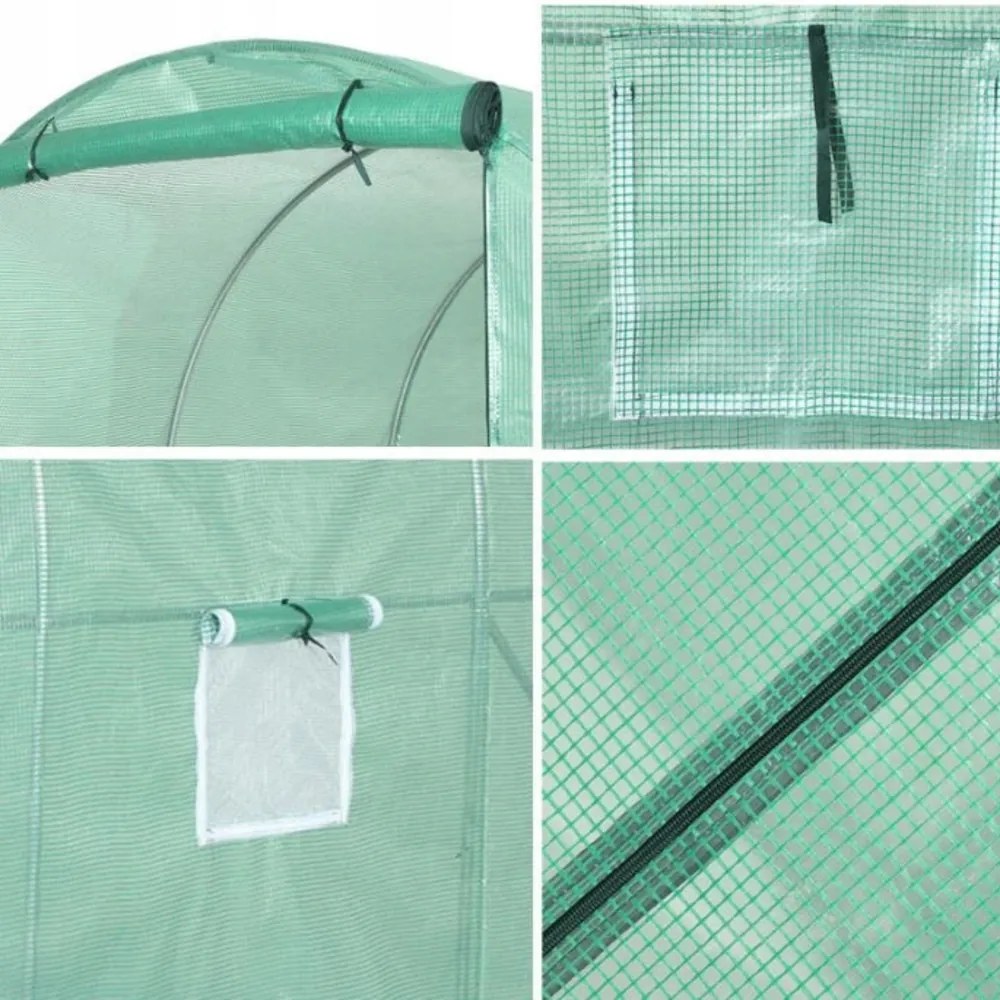 LEAN Záhradný fóliový skleník 4x2, 5x2m 10m² - zelený s rámom