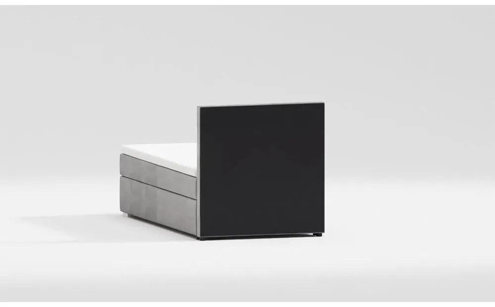 Svetlosivá čalúnená jednolôžková posteľ s úložným priestorom s roštom 100x200 cm Bunny – Ropez