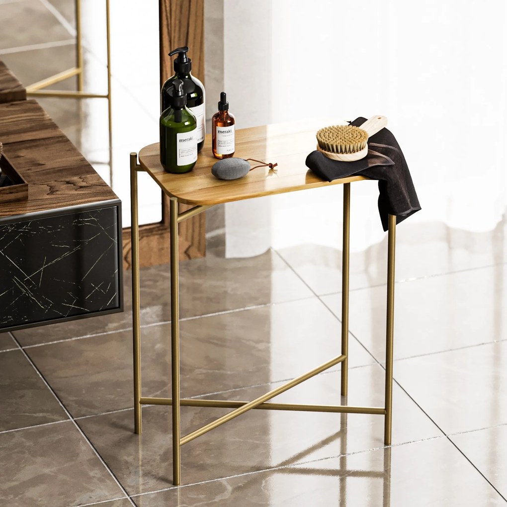 Odkladací stolík Shb-003 z masívu zlatý/dub prírodný