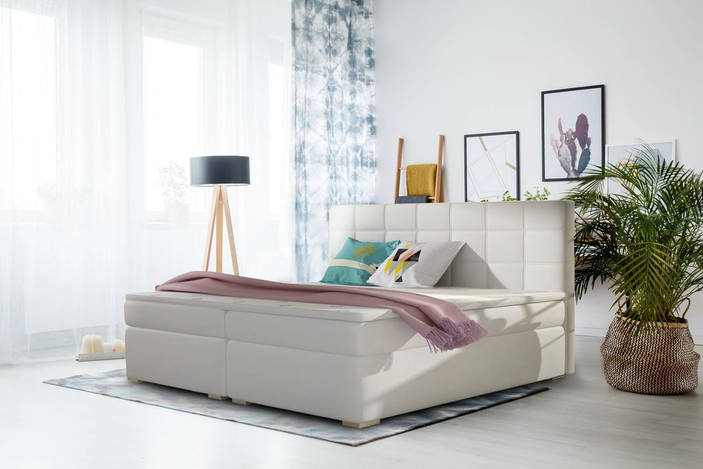 Moderná box spring posteľ Alicante 180x200, biela