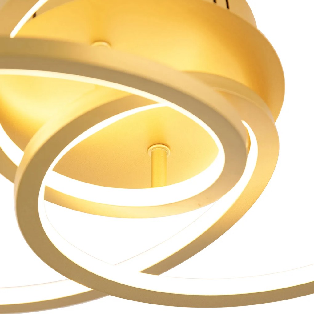 Stropné svietidlo zlaté 45 cm vrátane LED 3-stupňové stmievateľné - Rowin