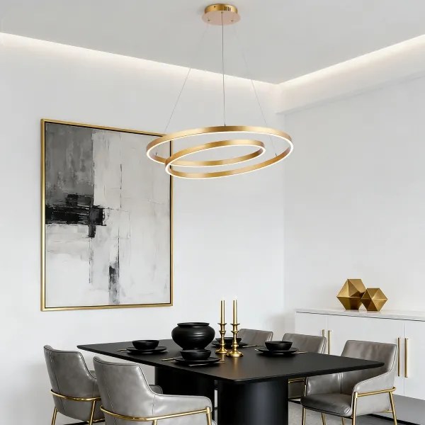 Brilagi-LED Stmievateľný luster na lanku TWISTER LED/75W/230V pr. 70 cm zlatý +DO