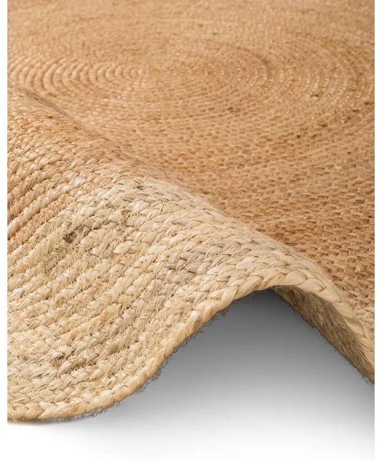 Obojstranný/ručne tkaný jutový okrúhly koberec v prírodnej farbe ø 100 cm Jutta Gold – Hanse Home