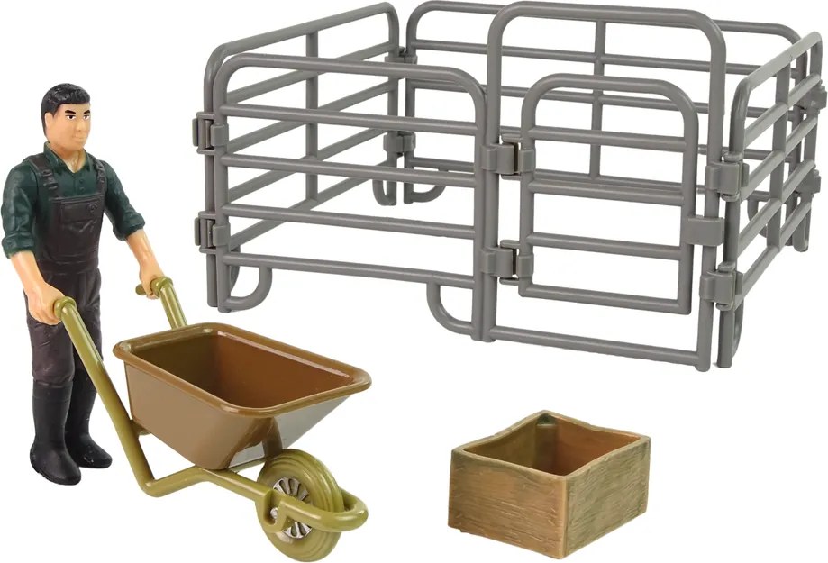 LEAN Toys Sada figúrok hospodárskych zvierat s farmárom a vtákmi