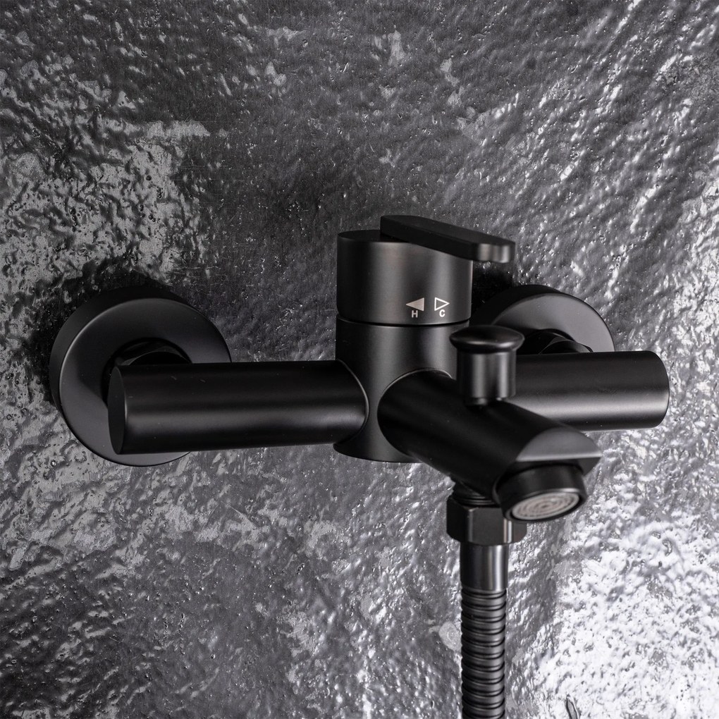 Rea Ontario, vaňová batéria s ručnou sprchovou súpravou, čierna matná, REA-B5512