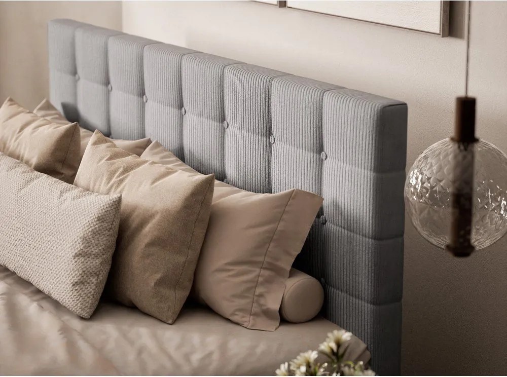 Sivá boxspring posteľ s úložným priestorom 160x200 cm Tasca – Maison de Rêve