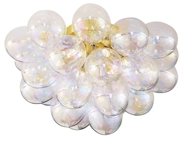 Dizajnové stropné svietidlo mosadzné s dúhovým sklom 6 svetiel - Uvas