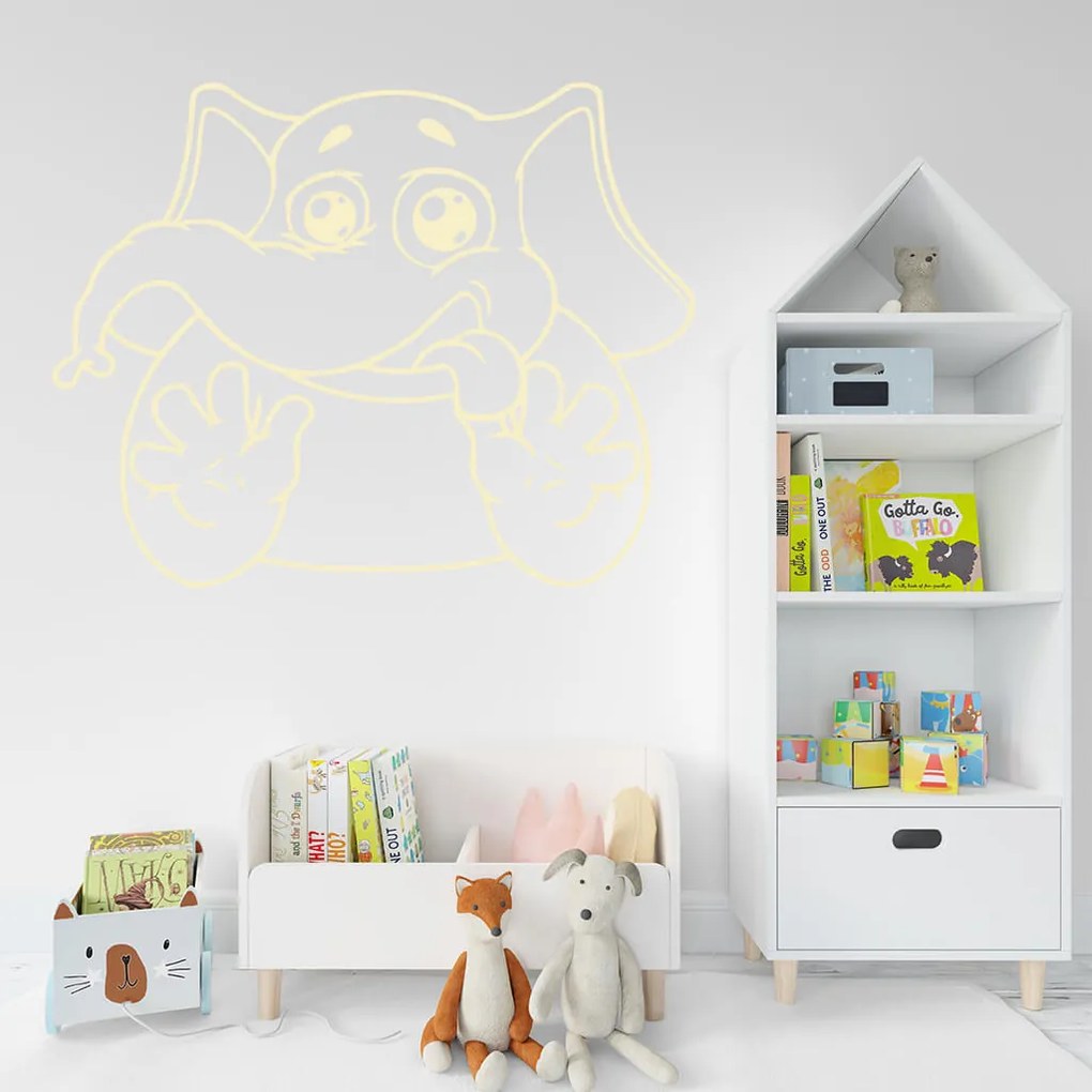 Veselá Stena Samolepka na stenu na stenu Slon Farba: černá