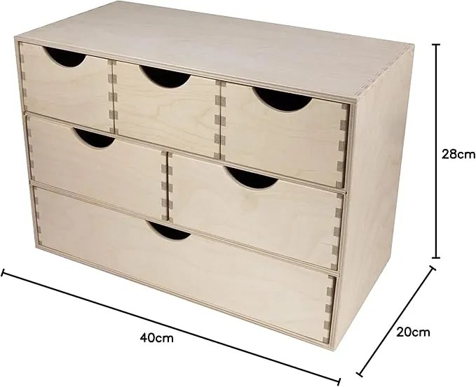 Zeller Present Drevený organizér so 6 zásuvkami na písacie a kancelárske potreby ZELLER 40 x 20 x 28 cm