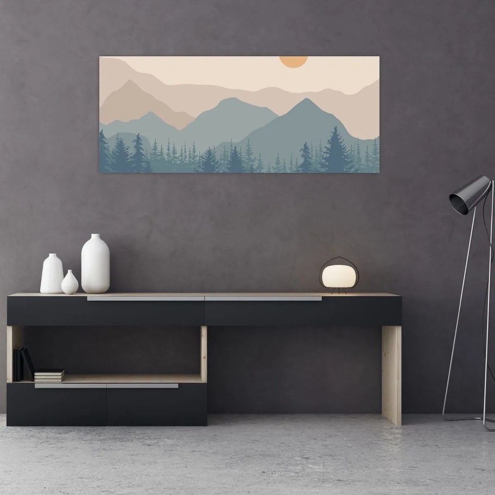 Obraz - Tyrkysové hory N⁰1 (120x50 cm)