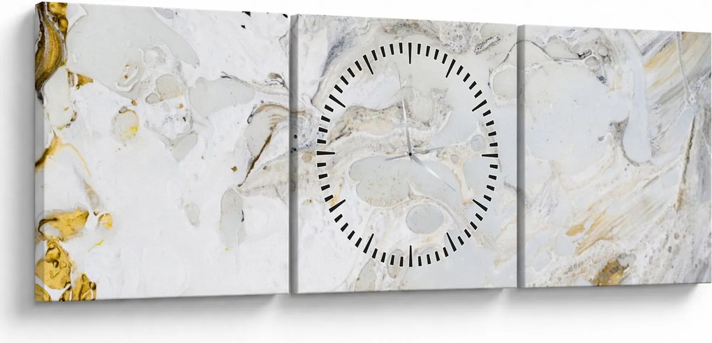 Obraz - Olejový papier s mramorovým designom (s hodinami) (90x30 cm)