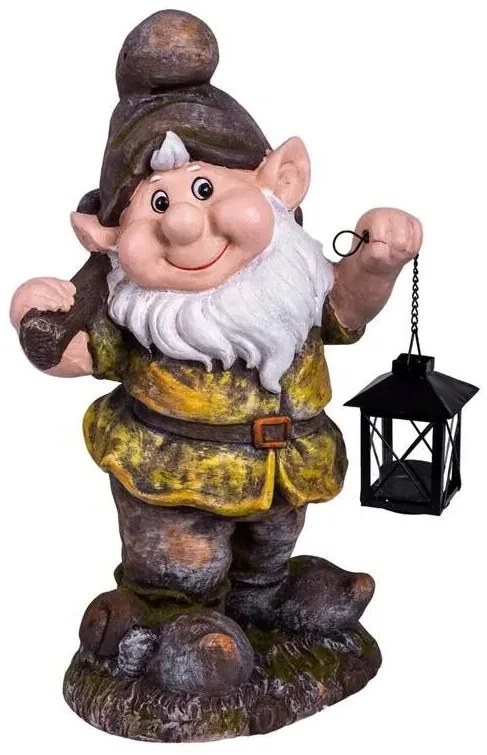 ST Keramická figúrka do záhrady Trpaslík s lampášikom 25x20x45 cm