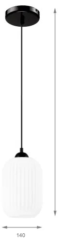 Luster na lanku HARMA 1xE27/15W/230V pr. 14 cm biela/čierna