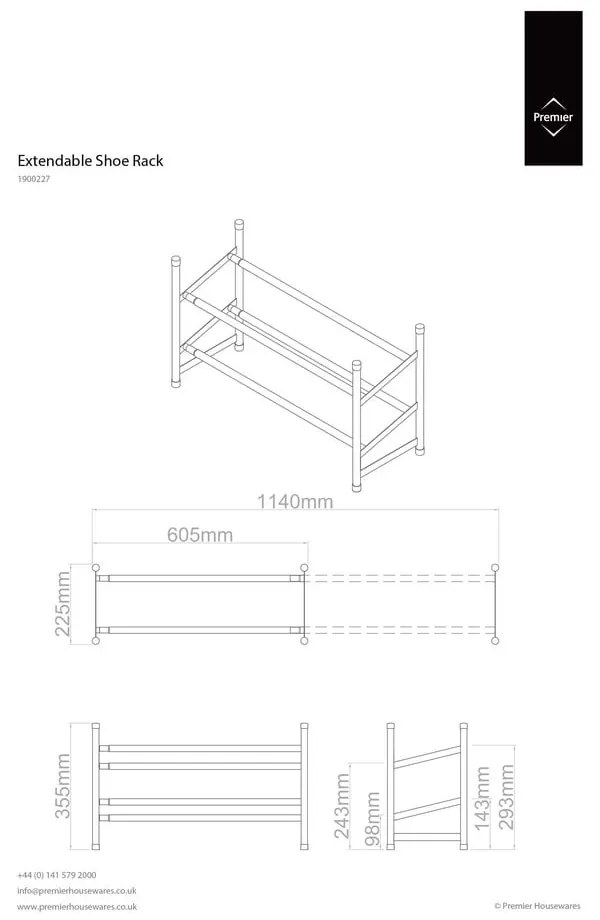 Kovový teleskopický stojan na topánky v striebornej farbe – Premier Housewares