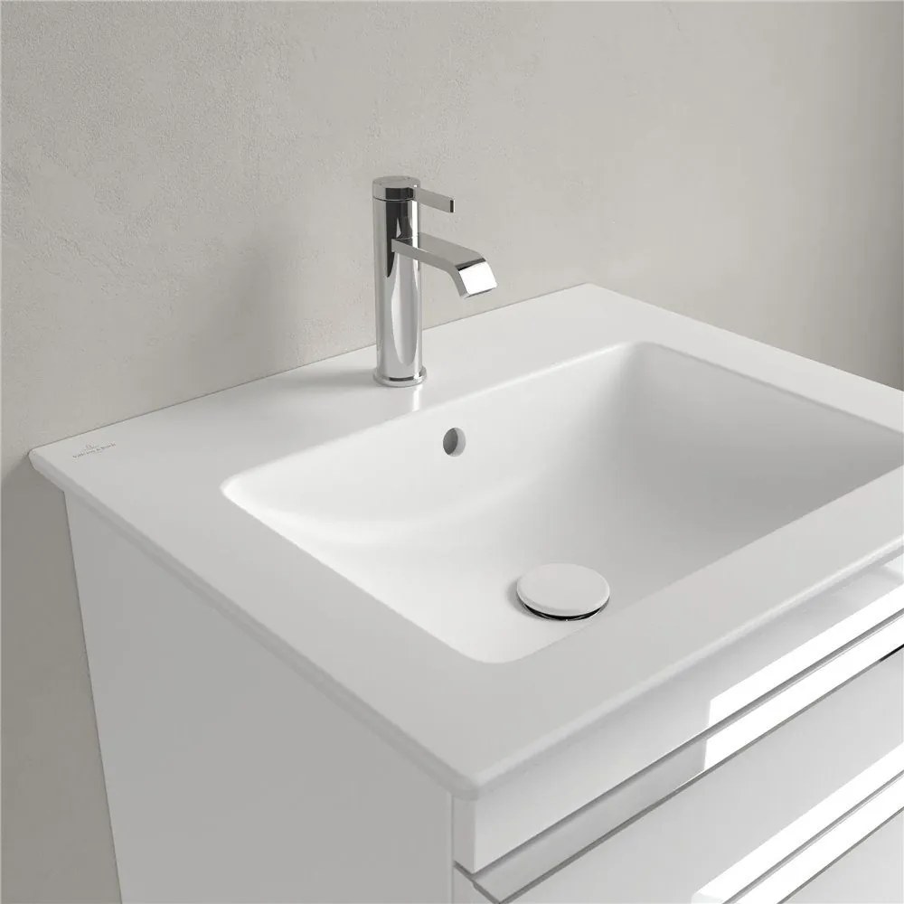 VILLEROY &amp; BOCH Venticello závesné umývadlo s otvorom, s prepadom, 600 x 500 mm, Stone White, s povrchom CeramicPlus, 412460RW