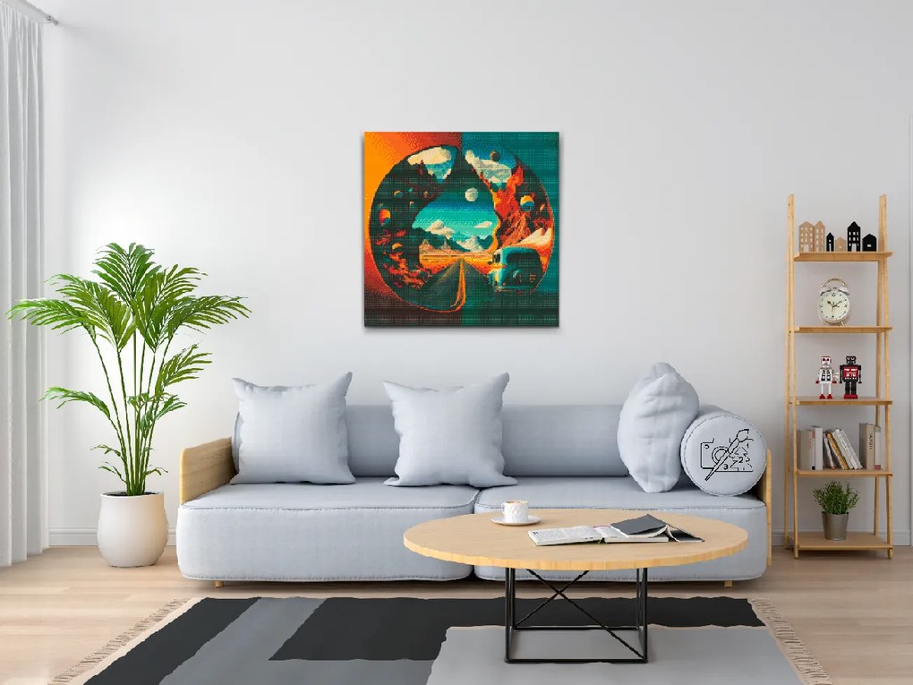Gario Diamantové maľovanie Na ceste s veteránom Rozmery: 50 x 50 cm, Rámovanie: Iba zrolované plátno, Diamanty: Štvorcové