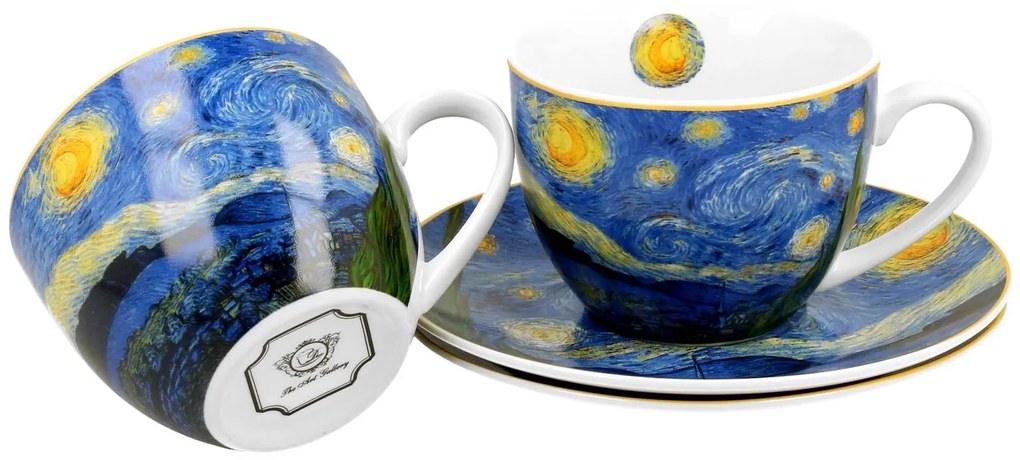 Porcelánová šálka s podšálkou Van Gogh Starry Night 90 ml sada 2ks