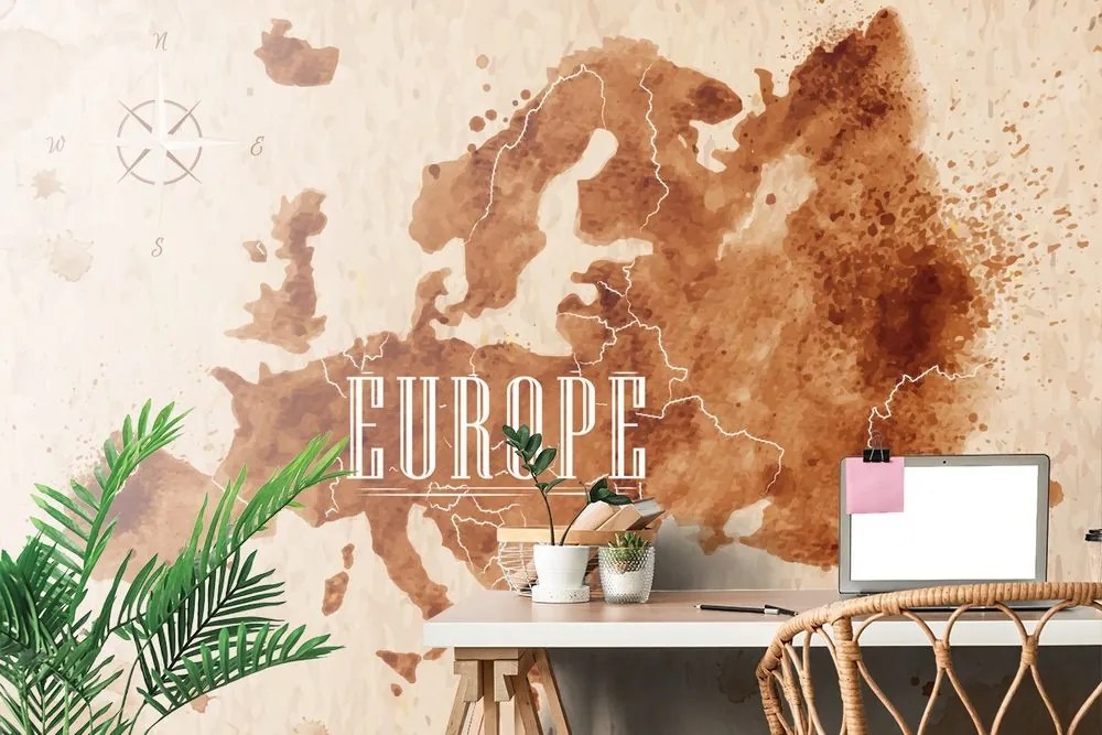 Samolepiaca tapeta retro mapa Európy - 225x150