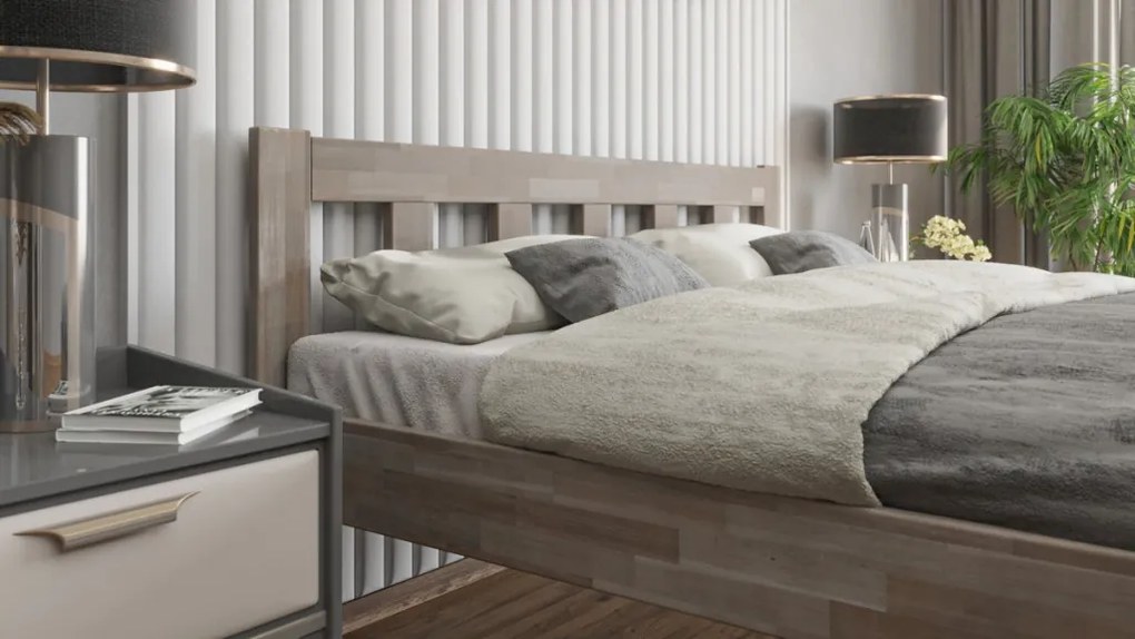 Manželská posteľ Tema 180x200 cm, šedý buk