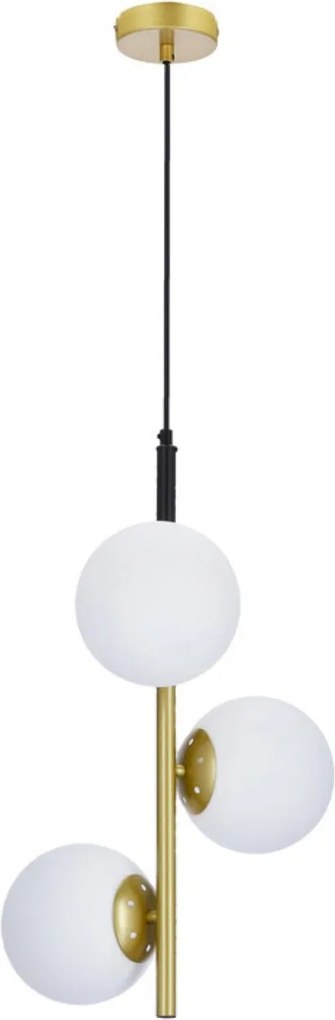 Závesná lampa 3 Duo gule čierna matná/zlatá