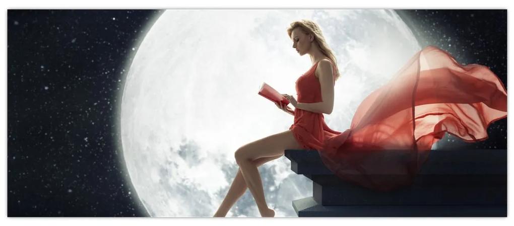 Obraz - Žena za svitu mesiaca (120x50 cm)