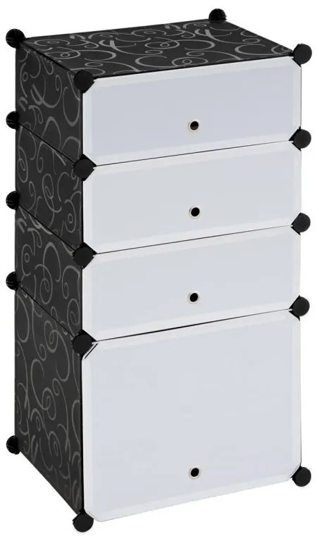 Divero 70660 Zásuvný botník čierno-biely