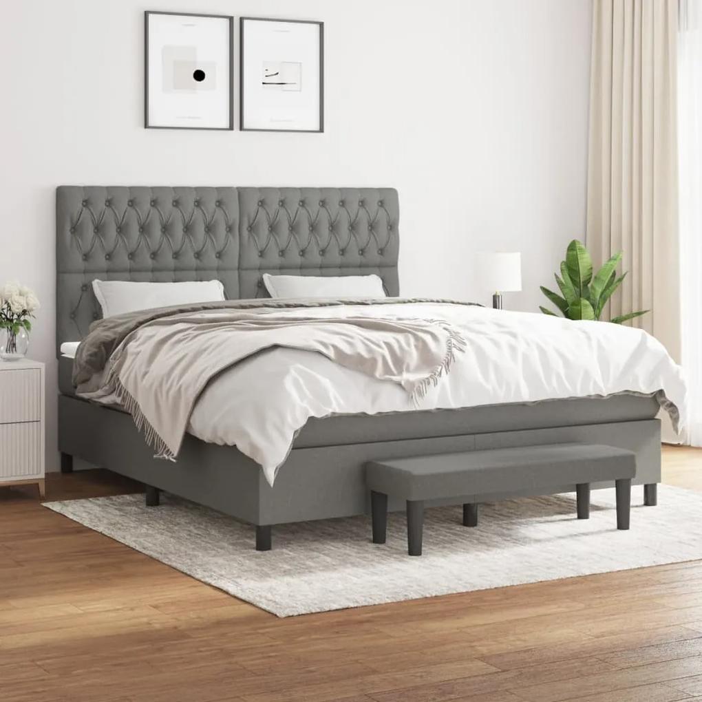 Boxspring posteľ s matracom tmavosivá 180x200 cm látka 3136854